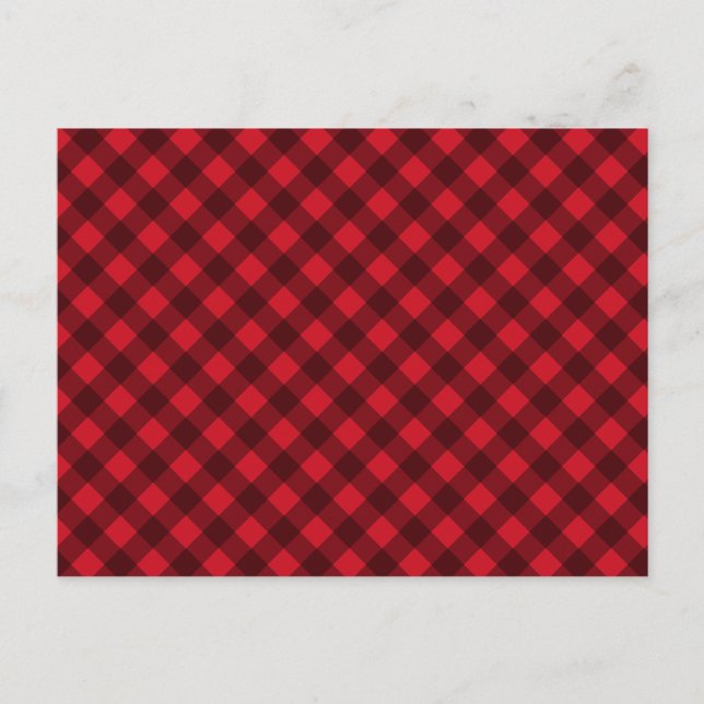 Christmas Red & Black Buffalo Plaid   Holiday Postcard (Front)