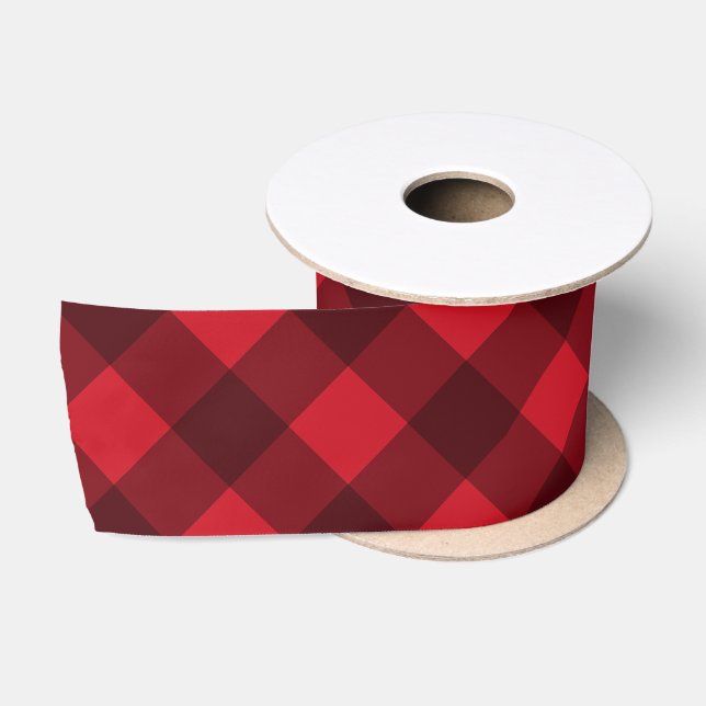 Christmas Red & Black Buffalo Plaid  Satin Ribbon (Spool)