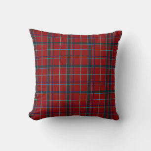 Christmas red blue classic holiday plaid throw pillow