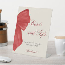 Christmas Red Bow Baby Shower Cards Gifts Display