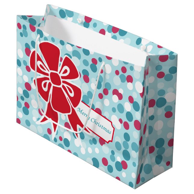 Christmas Red Bow Gift Bag (Front Angled)