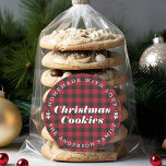Christmas Red Buffalo Check Homemade Baking Gift Classic Round Sticker<br><div class="desc">Custom-designed festive baking gift stickers and labels featuring personalized text on Christmas red buffalo plaid. Perfect for homemade baked goods,  crafts,  gifts,  and more.</div>