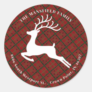 Christmas Red Buffalo Plaid Classic Round Sticker