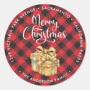 Christmas Red Buffalo Plaid Return Address Labels