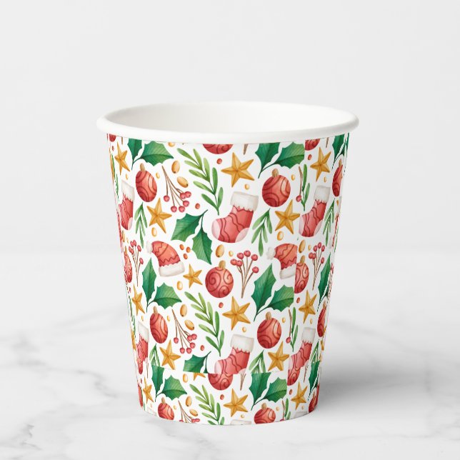 Christmas Red Bulbs, Poinsettia Parts and Nut   Paper Cups (Front)