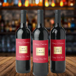 Christmas red business logo wine label<br><div class="desc">A classic red coloured background. Personalize and add your business,  company logo. Text: Merry Christmas. Happy New Year!
For company events,  parties,  marketing,  promotion.</div>