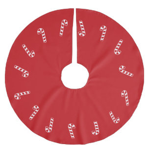 Christmas red candy cane cute modern brushed polyester tree skirt
