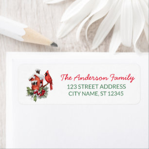 Christmas Red Cardinal and Berries Return Address