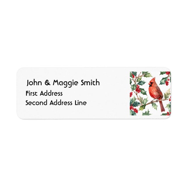 Christmas Red Cardinal Bird Holly Berry Art (Front)