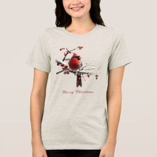 Christmas Red Cardinal Holiday Women's Tri-Blend Shirt