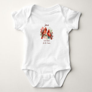 Christmas Red Cardinal Jesus Reason for Season Baby Bodysuit