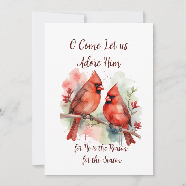Christmas Red Cardinal Jesus Reason for Season  Holiday Card (Front)