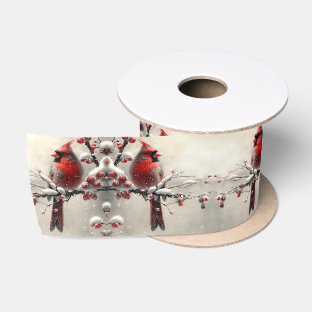  Christmas Red Cardinal Satin Ribbon (Spool)