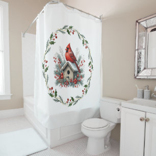 Christmas Red Cardinal Shower Curtain