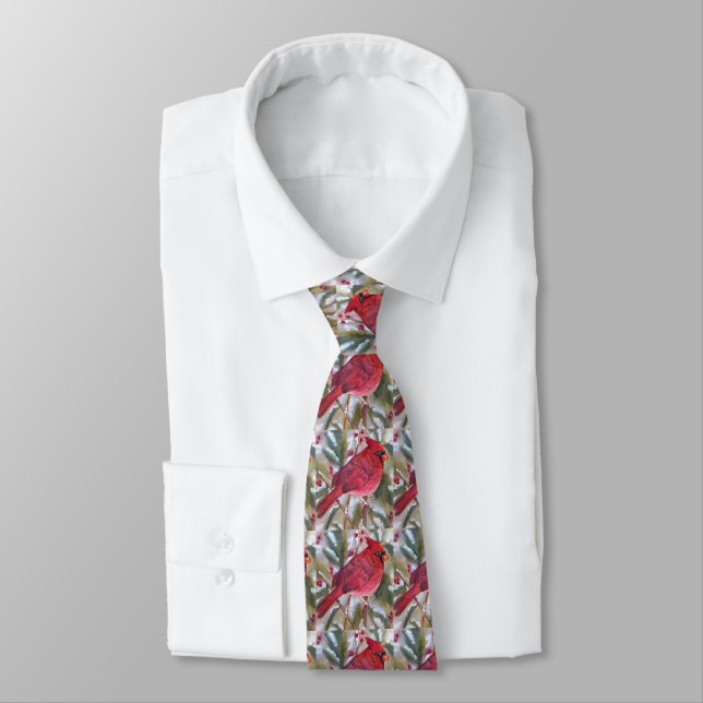 CHRISTMAS RED CARDINAL TIE (Tied)