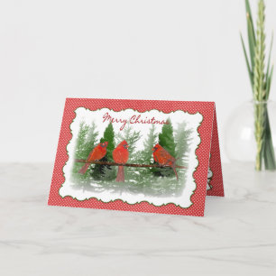 Christmas - Red Cardinals Perched on Branch Holiday Card