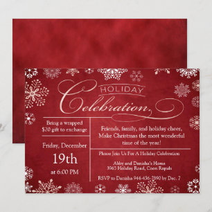 Christmas Red Chalkboard Christmas Party Invitation
