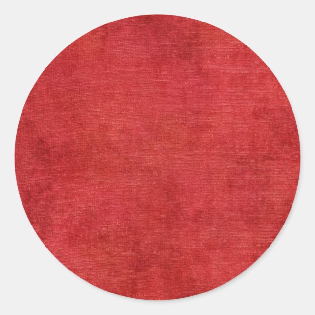 Christmas Red Chenille Fabric Texture Classic Round Sticker (Front)