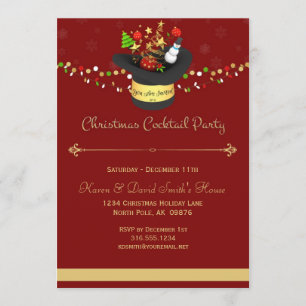 Christmas Red Cocktail Party Invitation