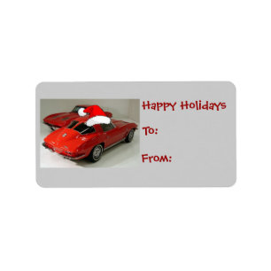Christmas Red Corvette Classic Split Window Label