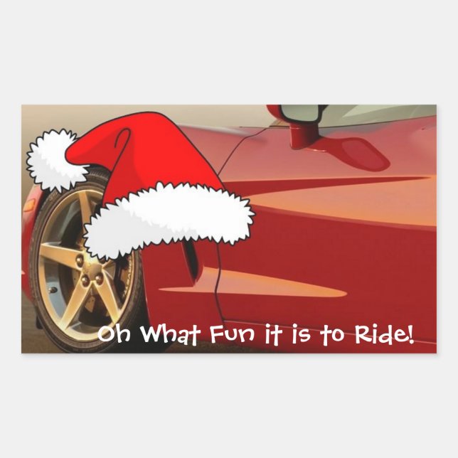 Christmas Red Corvette Sticker (Front)