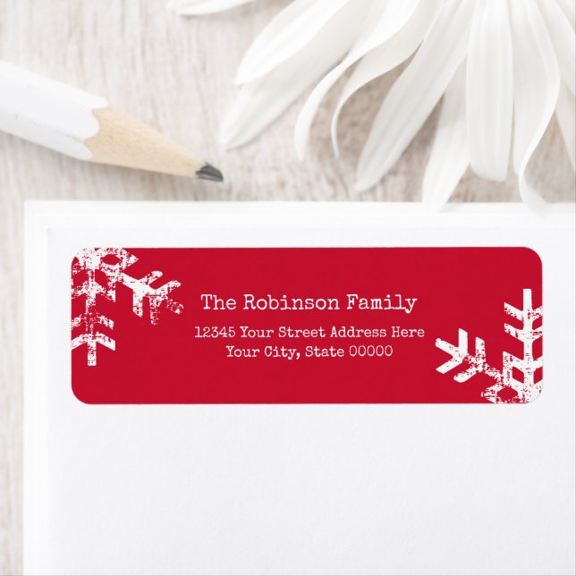 Christmas Red Distressed White Snowflake Holiday (Insitu)