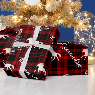 Christmas Red Equestrian Horse Personalized Wrapping Paper
