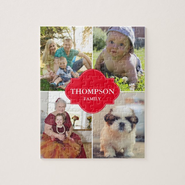 Christmas Red Family Photo collage Jigsaw Puzzle (Vertical)
