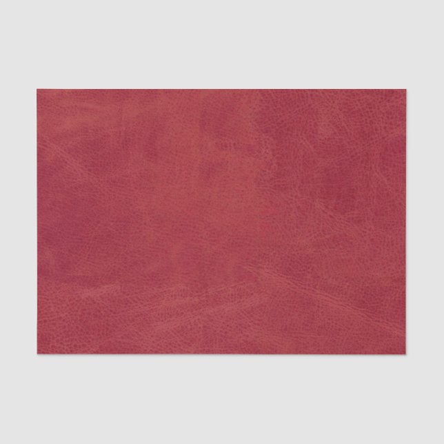 Christmas Red Faux Leather Texture Tissue Paper (Front)