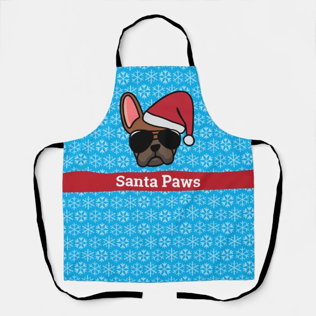 Christmas Red Fawn French Bulldog Apron (Front)