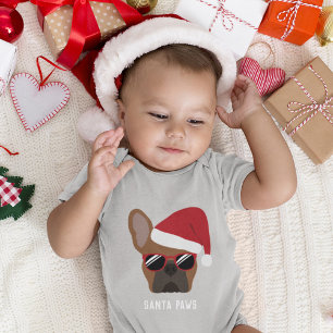 Christmas Red Fawn French Bulldog Baby Bodysuit