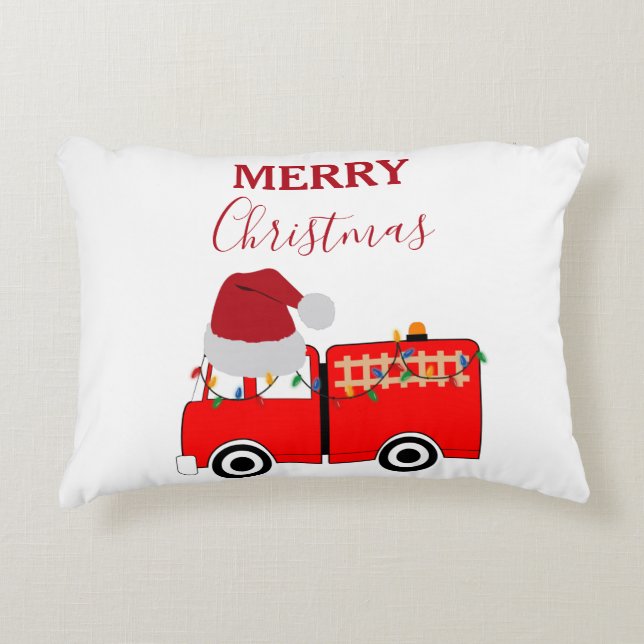 Christmas Red Fire Truck  Accent Pillow (Front)