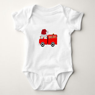 Christmas Red Fire Truck  Baby Bodysuit