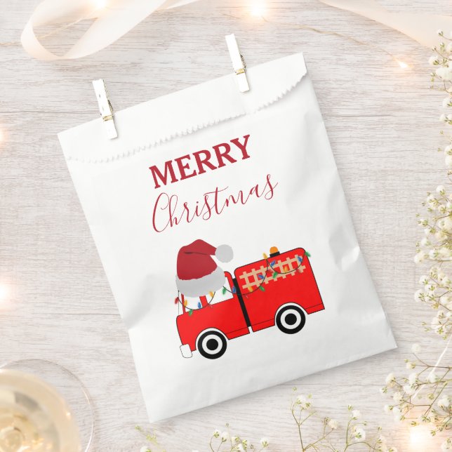 Christmas Red Fire Truck Favour Bag (Clipped)