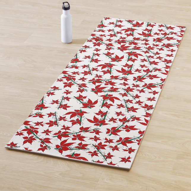 Christmas red floral botanical yoga mat (In Situ)