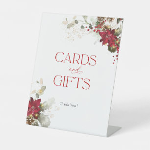 Christmas Red Floral Wedding Cards and Gifts Sign