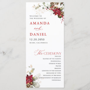 Christmas Red Floral Wedding Program
