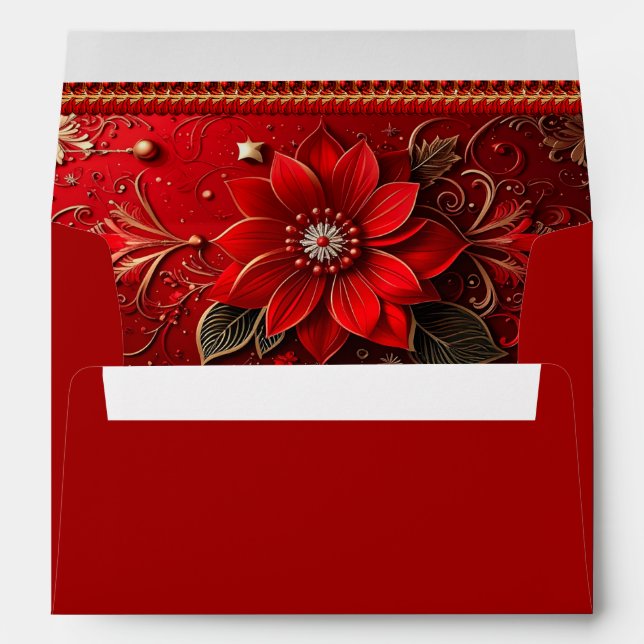 Christmas Red Flower Holiday Envelope (Back (Bottom))