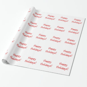 Christmas Red Font Happy Holidays Wishes Wrapping Paper