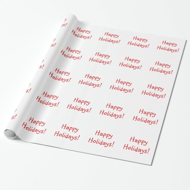 Christmas Red Font Happy Holidays Wishes Wrapping Paper (Unrolled)