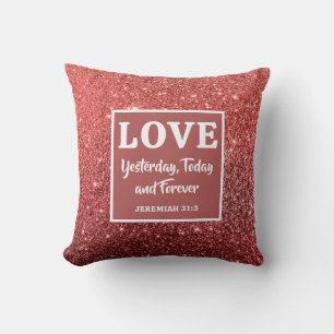 Christmas Red Glitter Bible Verse Love Throw Pillow