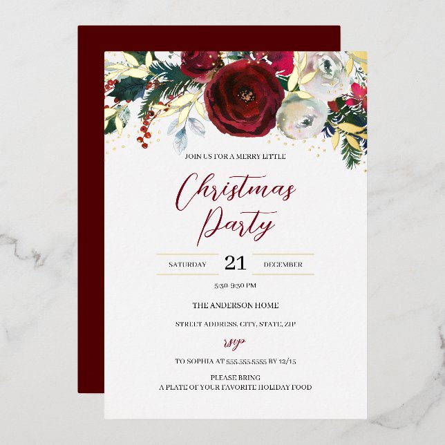 Christmas Red Gold Festive Foliage Party (Front/Back)