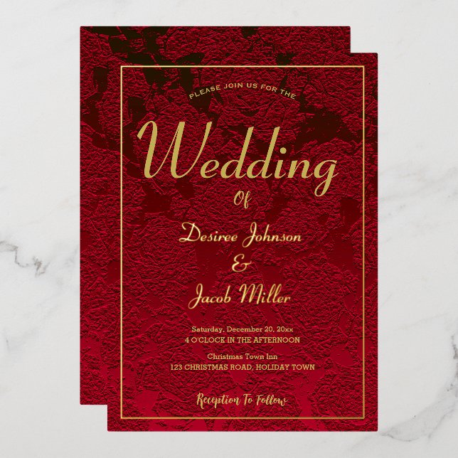 Christmas Red Gold Foil Border Elegant Modern (Front/Back)