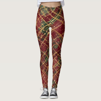Christmas, Red Gold Green ,White Merry Christmas Leggings