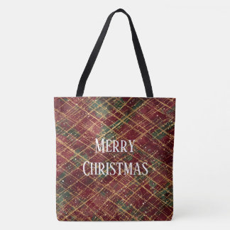 Christmas, Red Gold Green ,White Merry Christmas Tote Bag