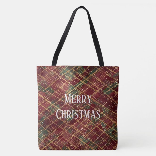 Christmas, Red Gold Green ,White Merry Christmas Tote Bag (Front)