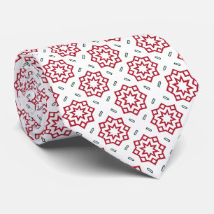 Christmas Red Green and White Pattern Tie