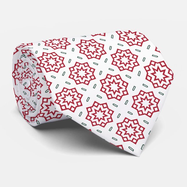 Christmas Red Green and White Traditional Pattern Tie (Rolled)