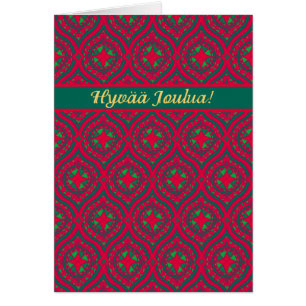 Christmas Red Green Baubles, Finnish Greeting