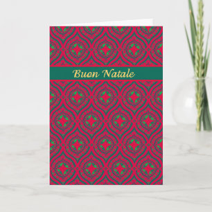 Christmas Red, Green Baubles, Italian Greeting Holiday Card